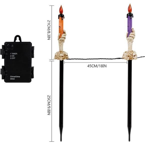 5 Pack Halloween Garden Stake Lights with Skeleton Ghost...